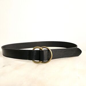 American Eagle Black Leather Double Ring Buckle Belt M/L